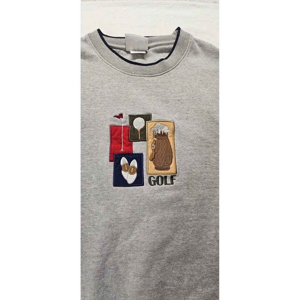 M&C Sport Mens Vintage Golf Embroidered Sweatshirt Heather Gray XL‎ Crewneck